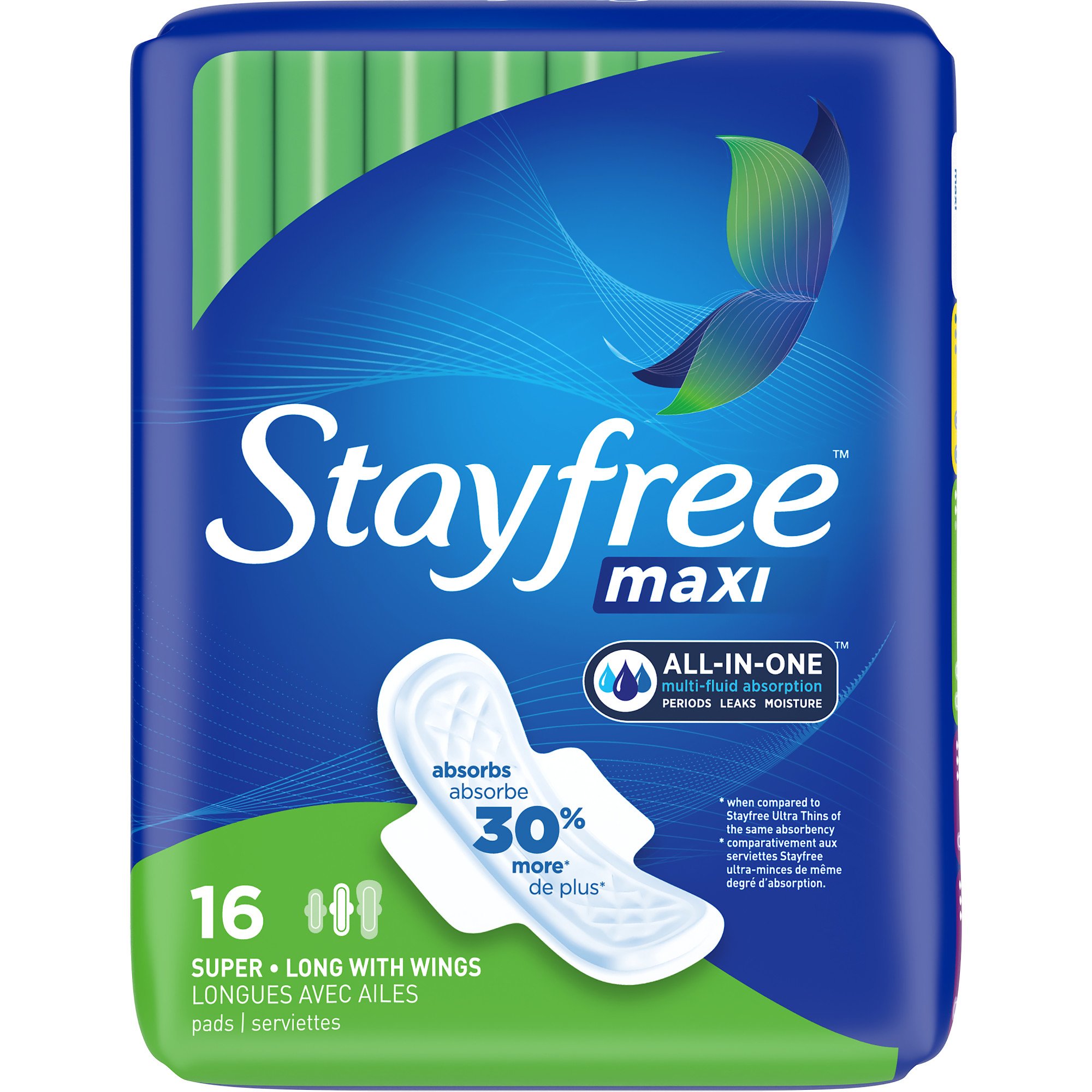 Stayfree Maxi Super Long Pads with Wings Shop Pads & Liners at HEB