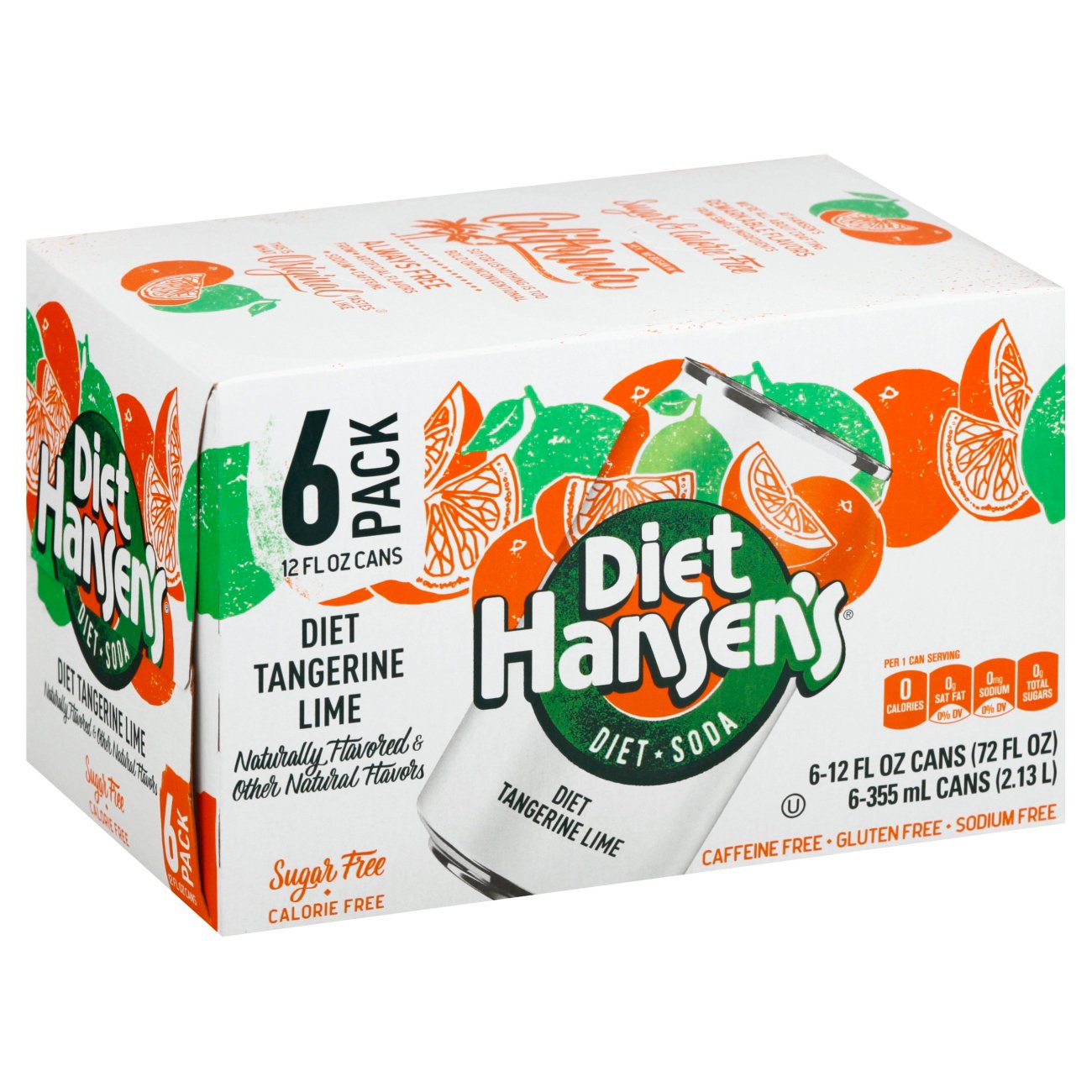Hansen's Premium Sugar Free Tangerine Lime Diet Soda 12 oz Cans Shop