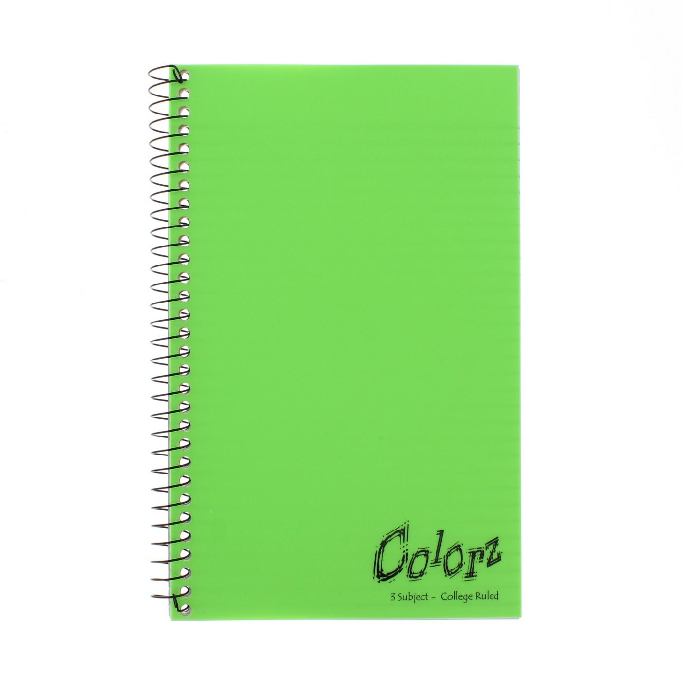 Colorz 3 Subject College Ruled Spiral Notebook, Colors May Vary; image 2 of 4