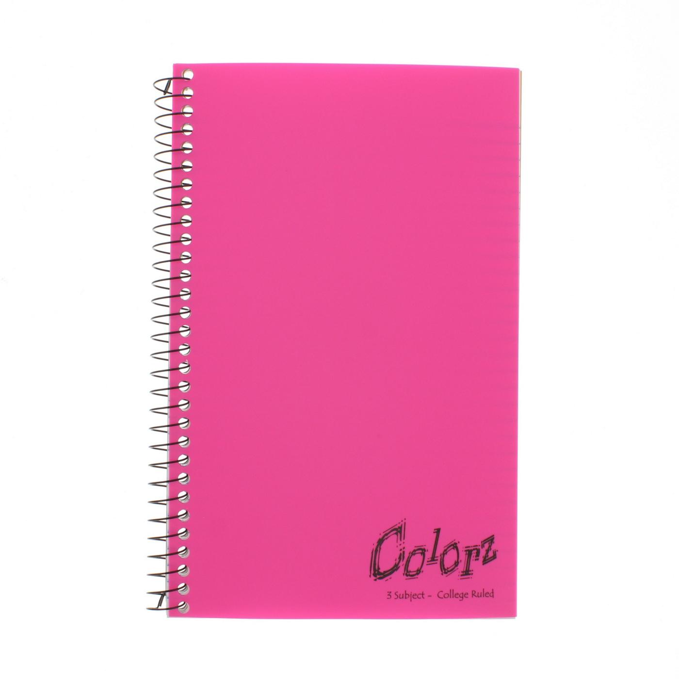 Colorz 3 Subject College Ruled Spiral Notebook, Colors May Vary; image 3 of 4