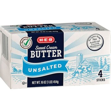 H-E-B Sweet Cream Unsalted Butter Sticks, 4 ct
