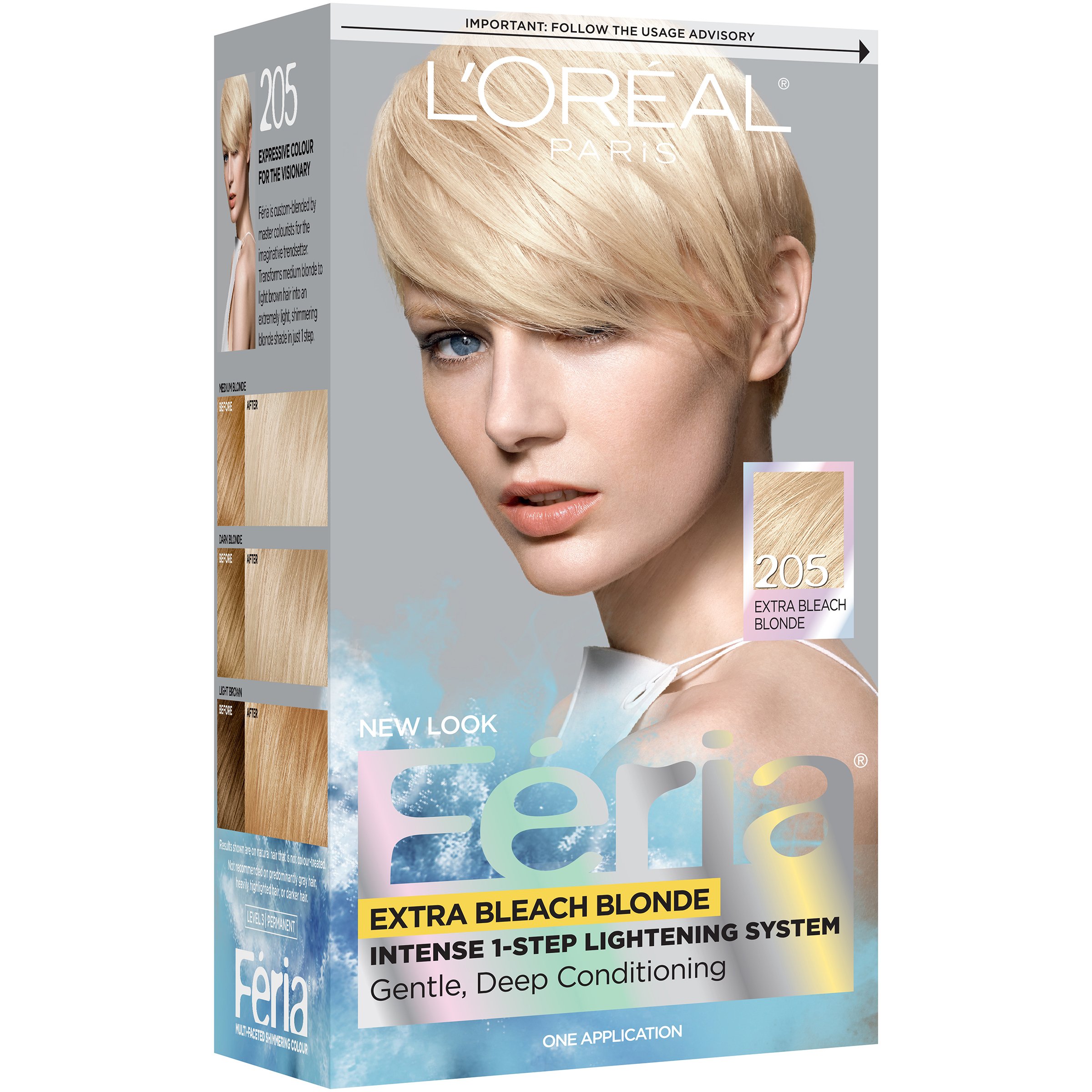 L'Oréal Paris Feria Permanent Hair Color, 205 Bleach Blonding (Extra Bleach  Blonde) - Shop Hair Care at H-E-B