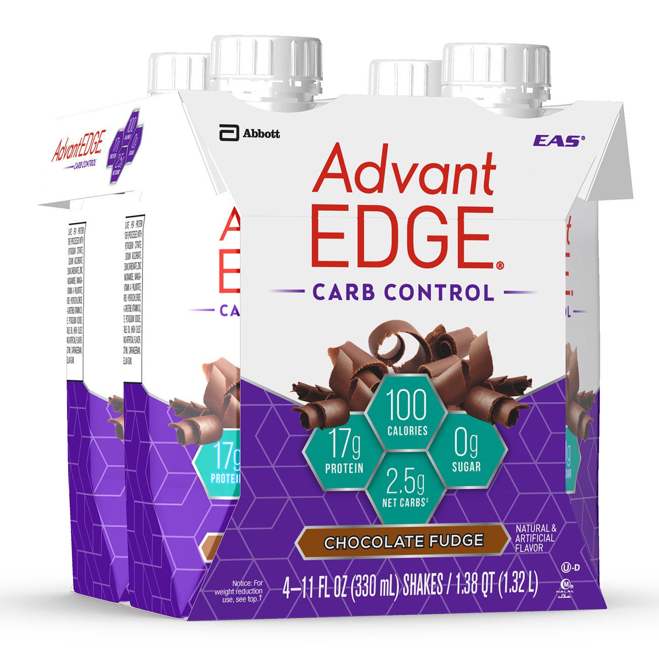 EAS AdvantEDGE Carb Control Chocolate Fudge Protein Shake 4 Pk - Shop ...