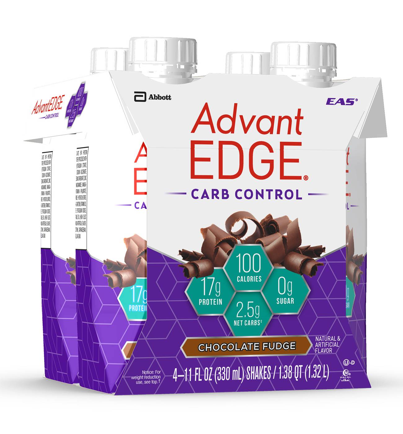 EAS AdvantEDGE Carb Control Chocolate Fudge Protein Shake 4 pk; image 1 of 2