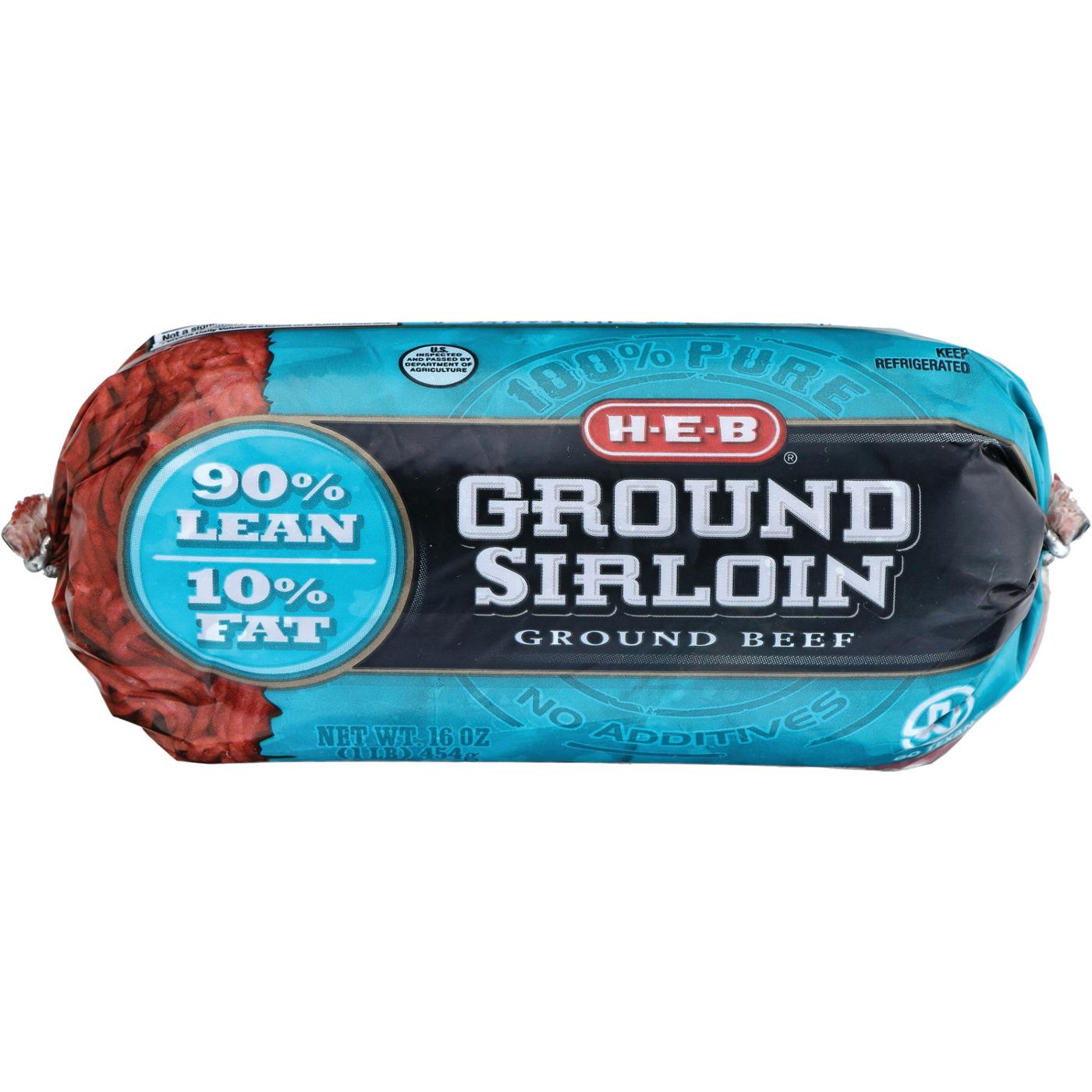H-E-B 100% Pure Ground Beef Sirloin, 90% Lean; image 1 of 2