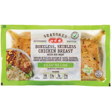 H-E-B Seasoned Boneless Skinless Chicken Breast - Cilantro Lime, Avg. 1.95 lbs