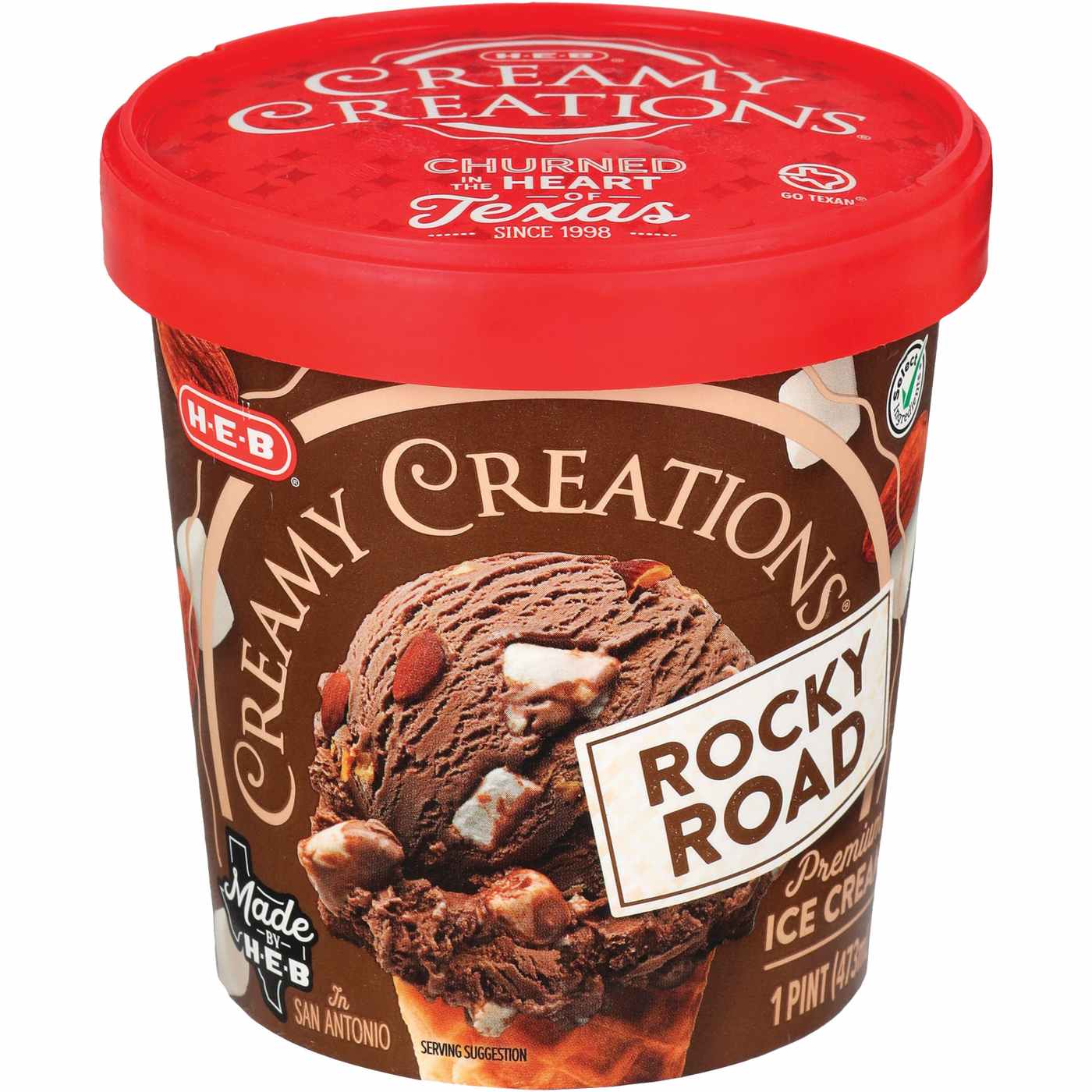 H-E-B Creamy Creations Rocky Road Ice Cream; image 1 of 2