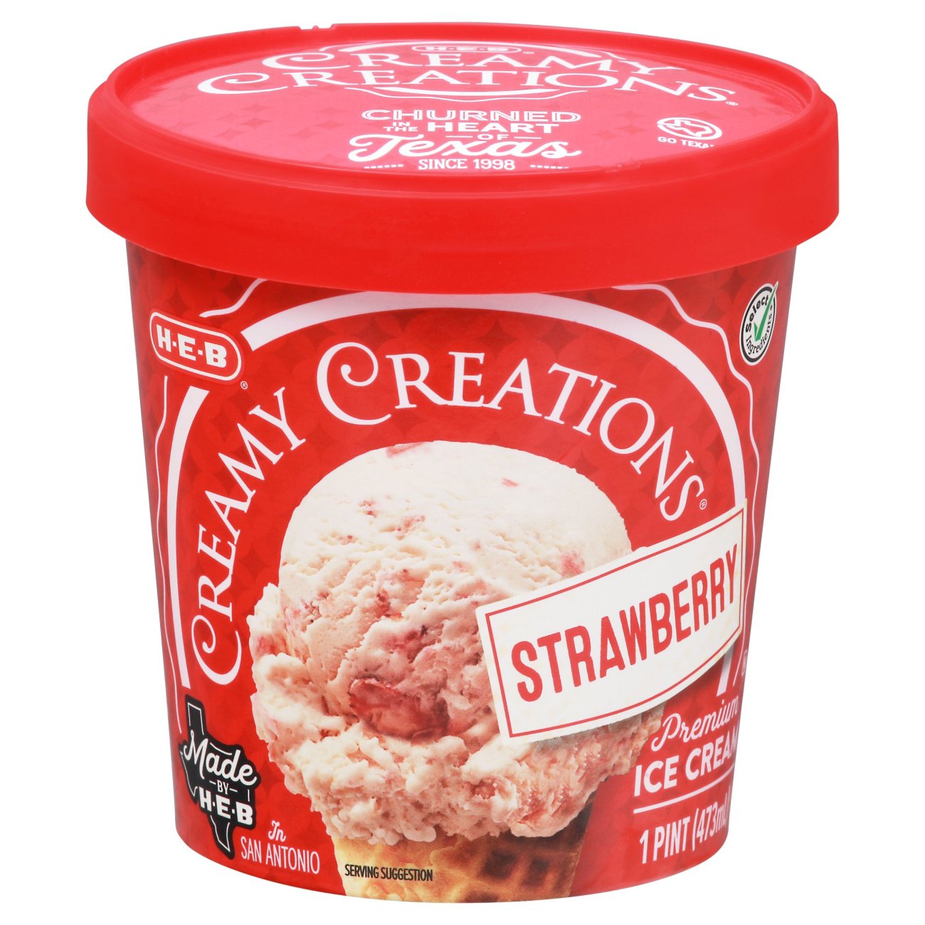 H-E-B Select Ingredients Creamy Creations Strawberry Ice Cream - Shop ...