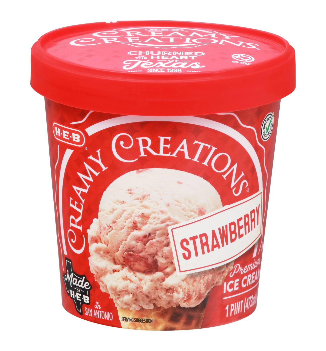 H-E-B Creamy Creations Strawberry Ice Cream; image 1 of 2