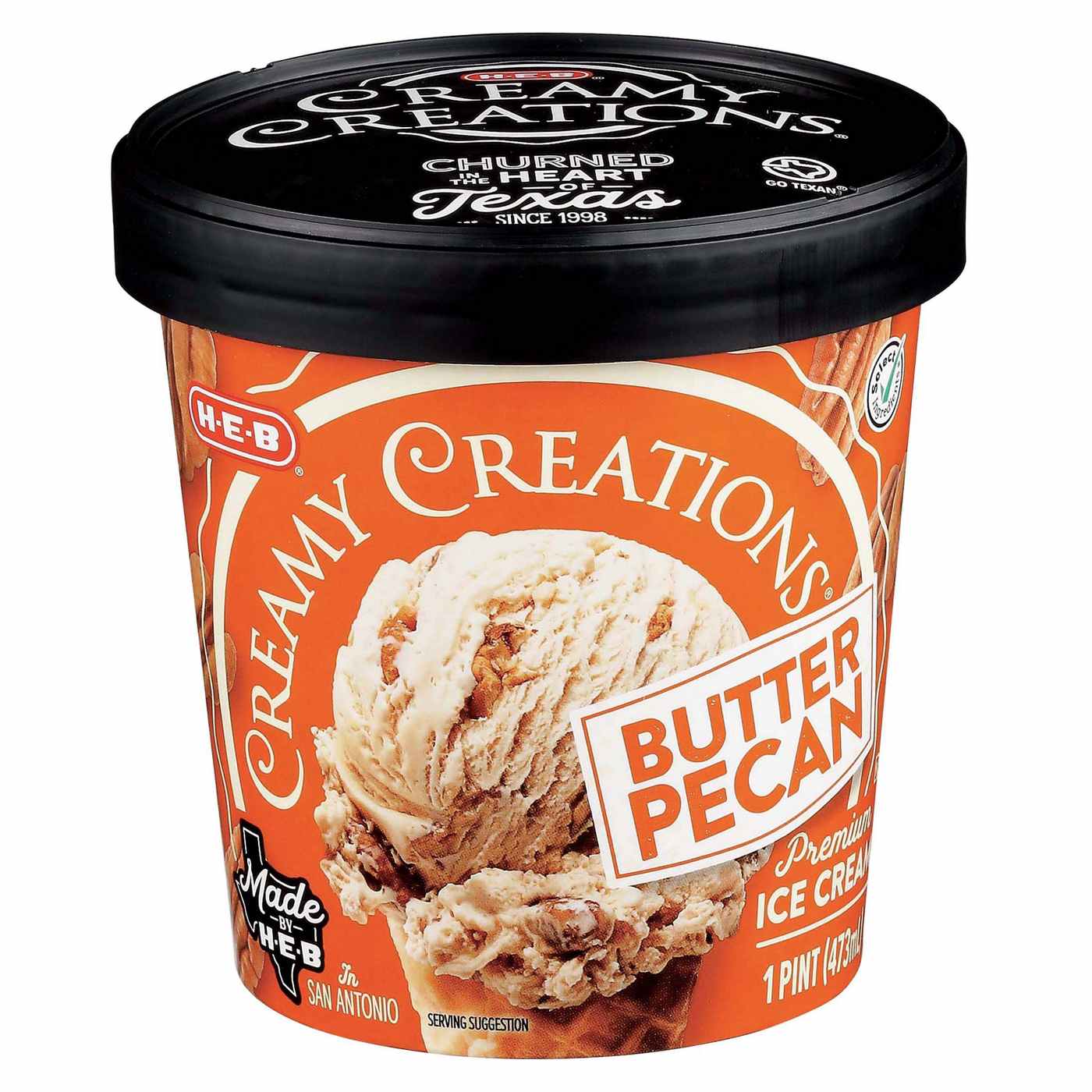 H-E-B Creamy Creations Butter Pecan Ice Cream; image 1 of 2