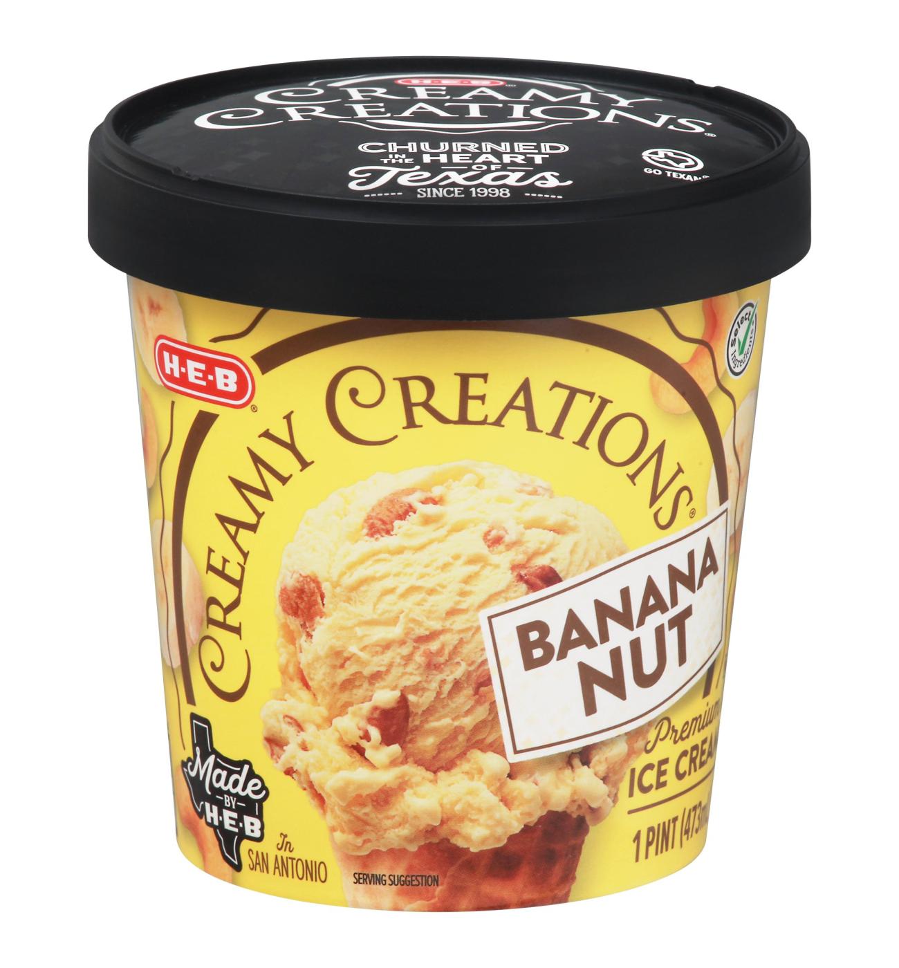 H-E-B Creamy Creations Banana Nut Ice Cream; image 1 of 2