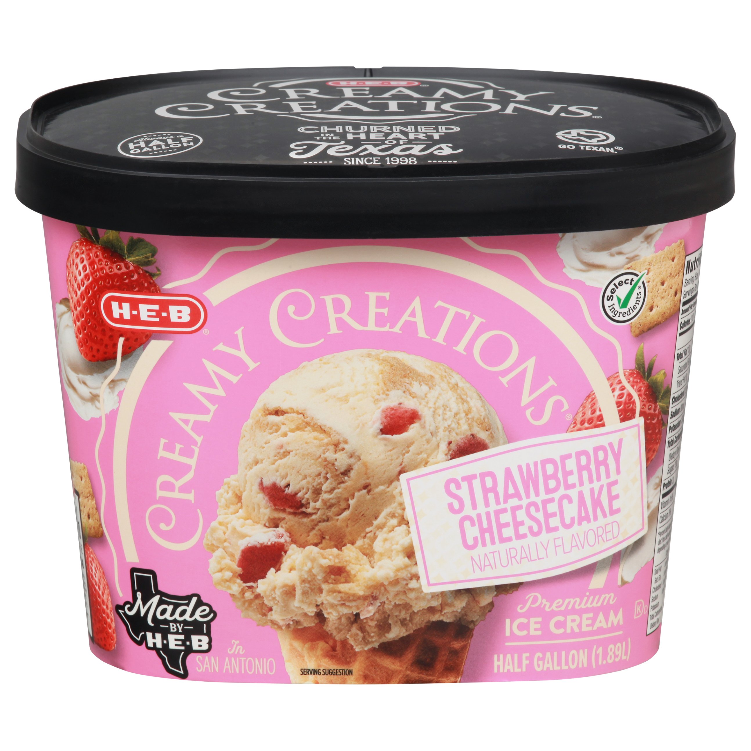 H E B Select Ingredients Creamy Creations Strawberry Cheesecake Ice Cream Shop Ice Cream At H E B