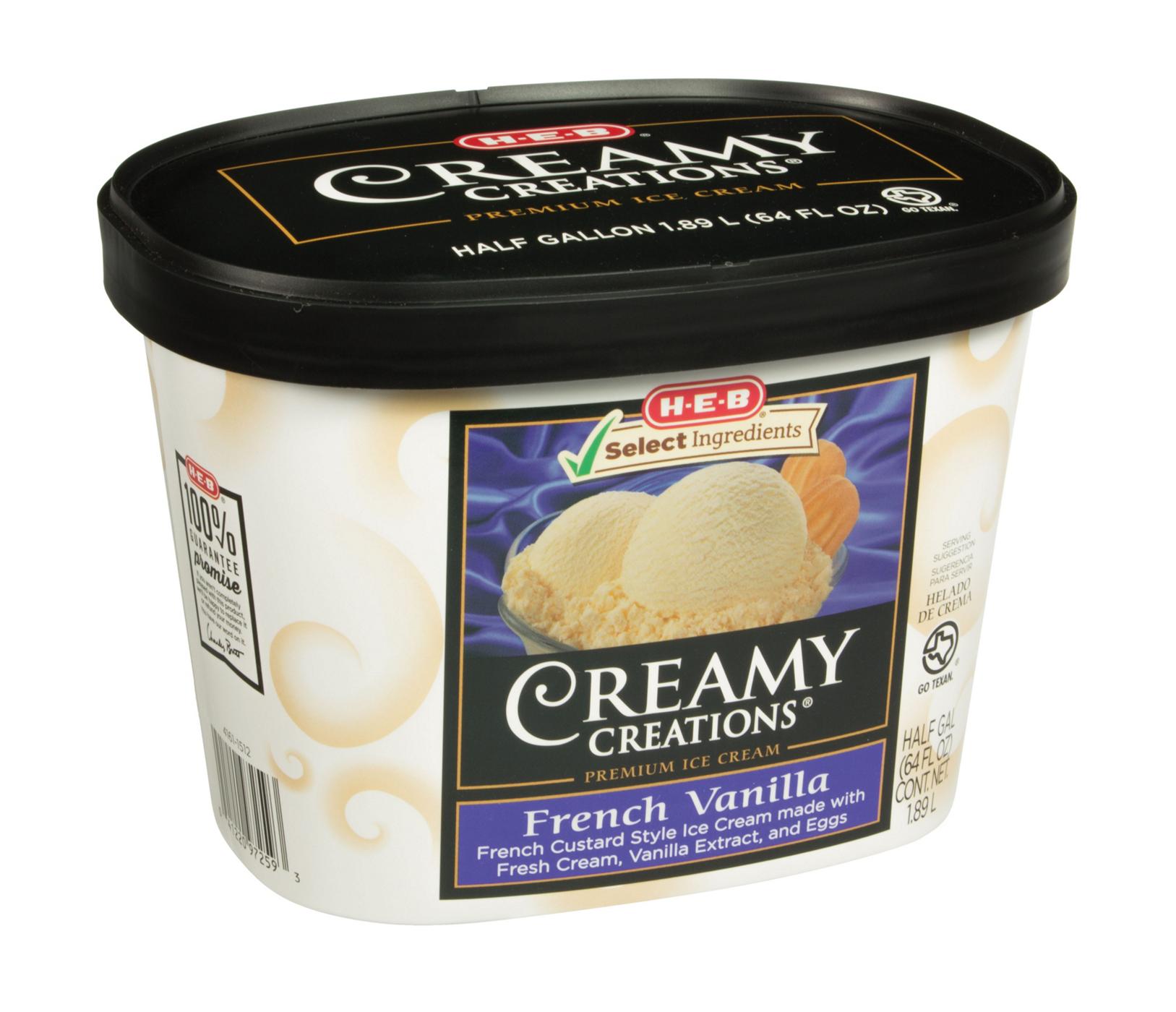 H-E-B Creamy Creations French Vanilla Ice Cream; image 1 of 2