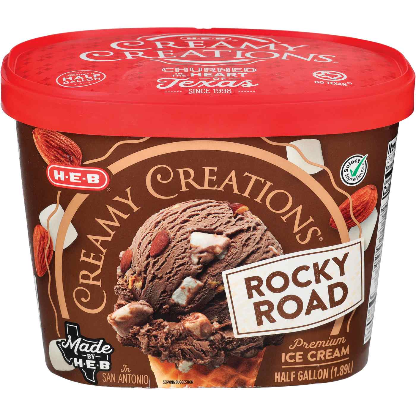 H-E-B Creamy Creations Rocky Road Ice Cream; image 1 of 2
