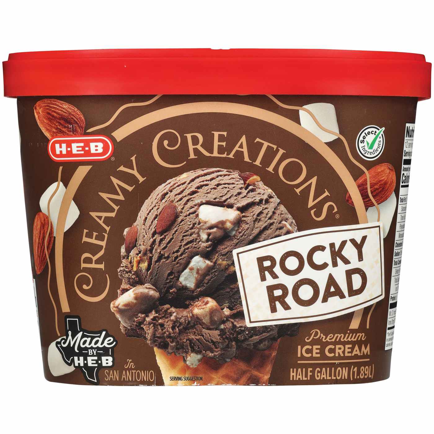 H-E-B Creamy Creations Rocky Road Ice Cream; image 2 of 2