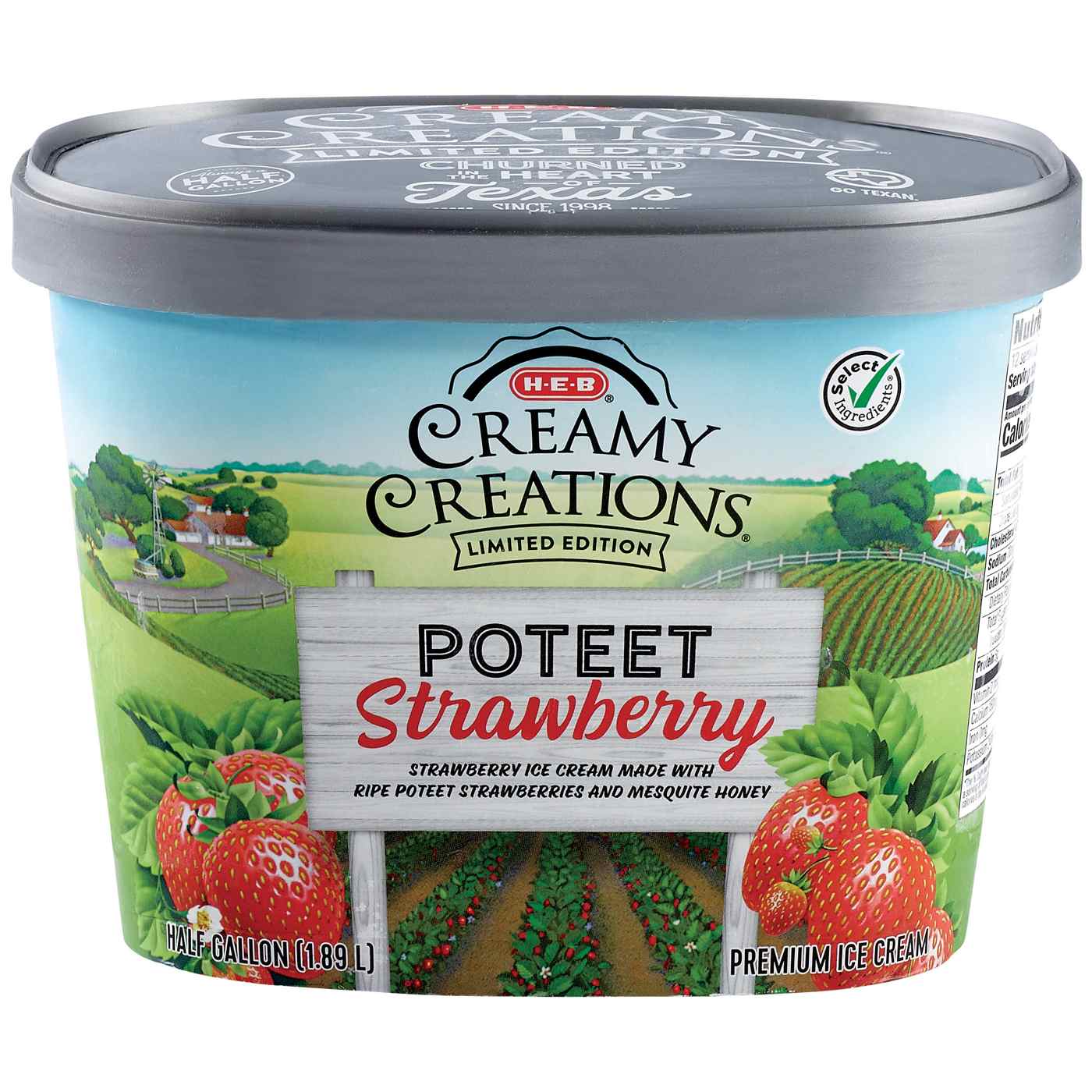 H-E-B Creamy Creations Poteet Strawberry Ice Cream; image 1 of 2