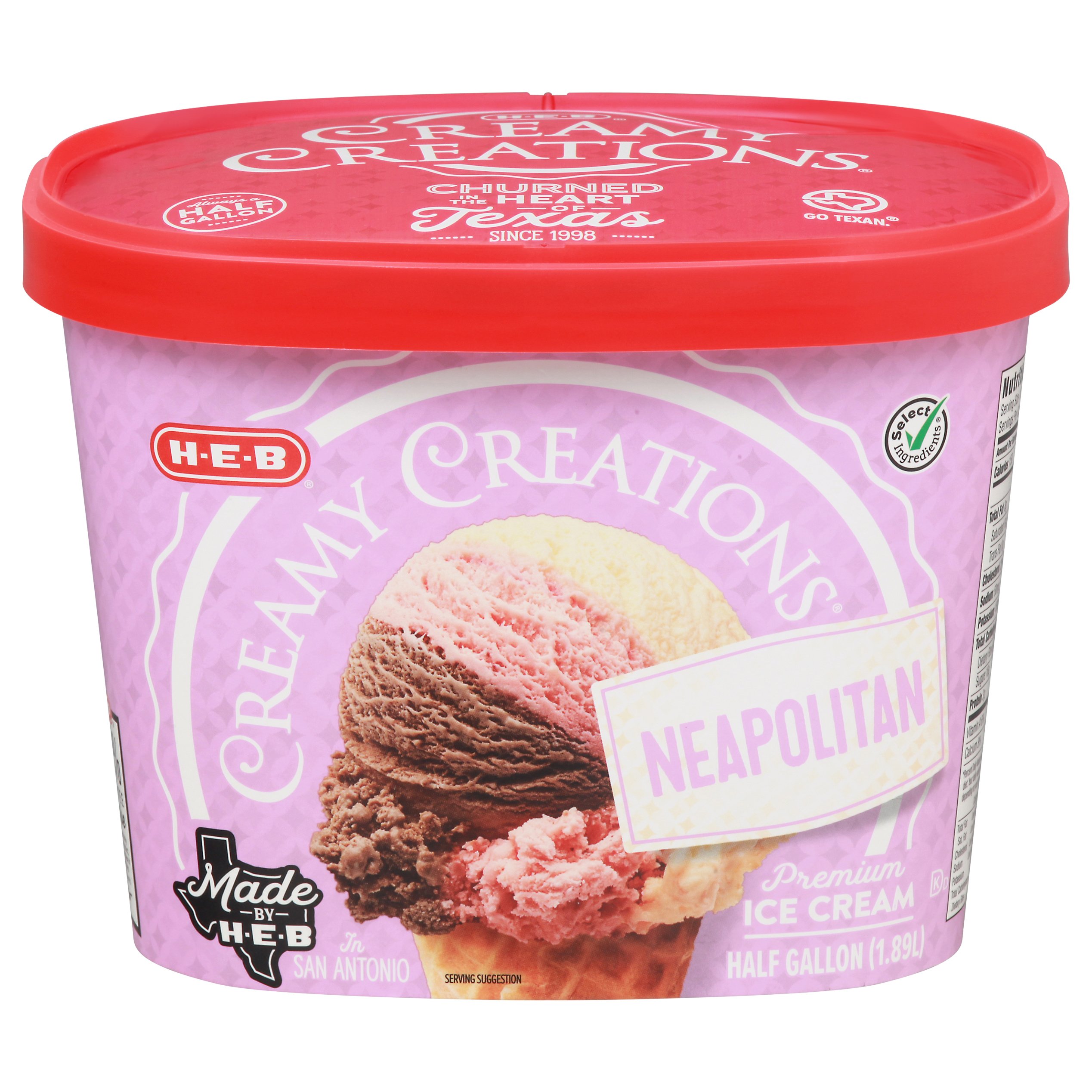 H-E-B Select Ingredients Creamy Creations Neapolitan Ice Cream ...