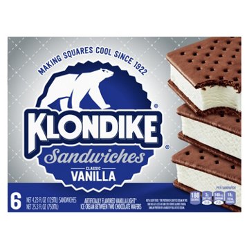 Klondike Classic Vanilla Ice Cream Sandwiches, 6 ct