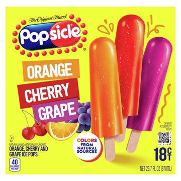 Popsicle Ice Pops Variety Pack - Orange, Cherry & Grape