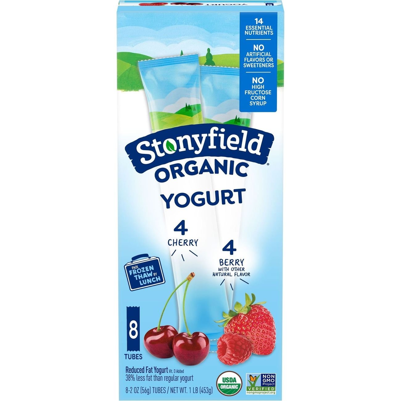 Stonyfield Organic Kids Low Fat Cherry & Berry Yogurt Tubes - Shop ...