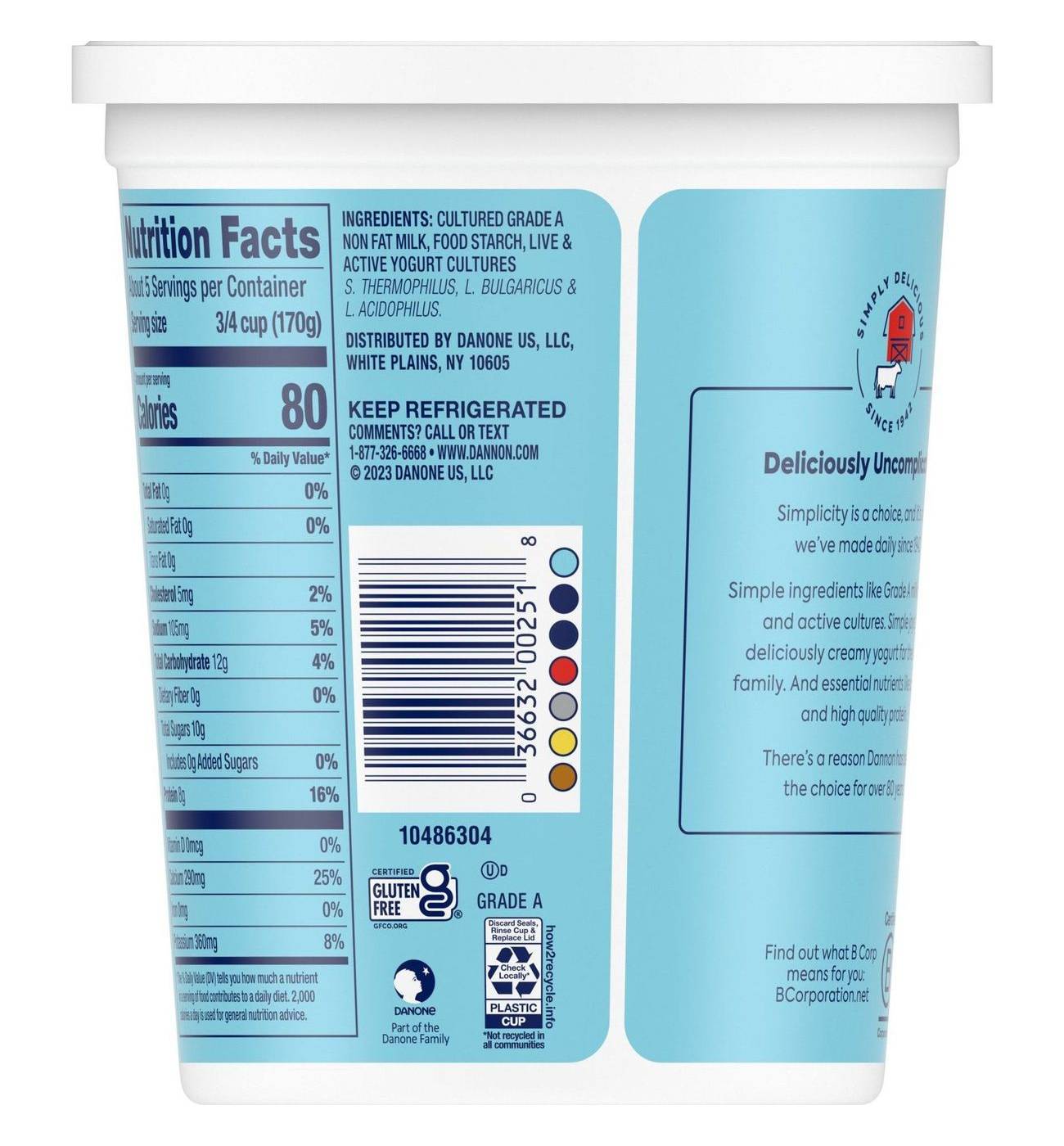 Dannon Plain Nonfat Yogurt; image 4 of 5