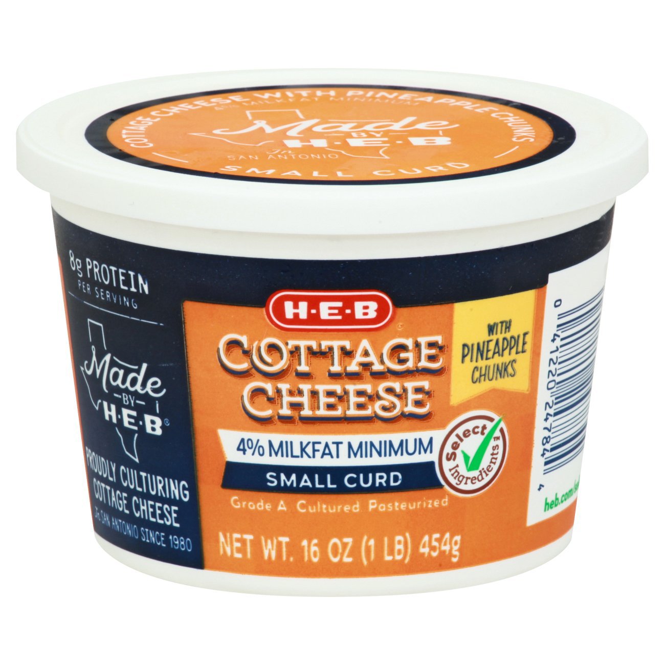 H-E-B Select Ingredients Small Curd Cottage Cheese With Pineapple ...