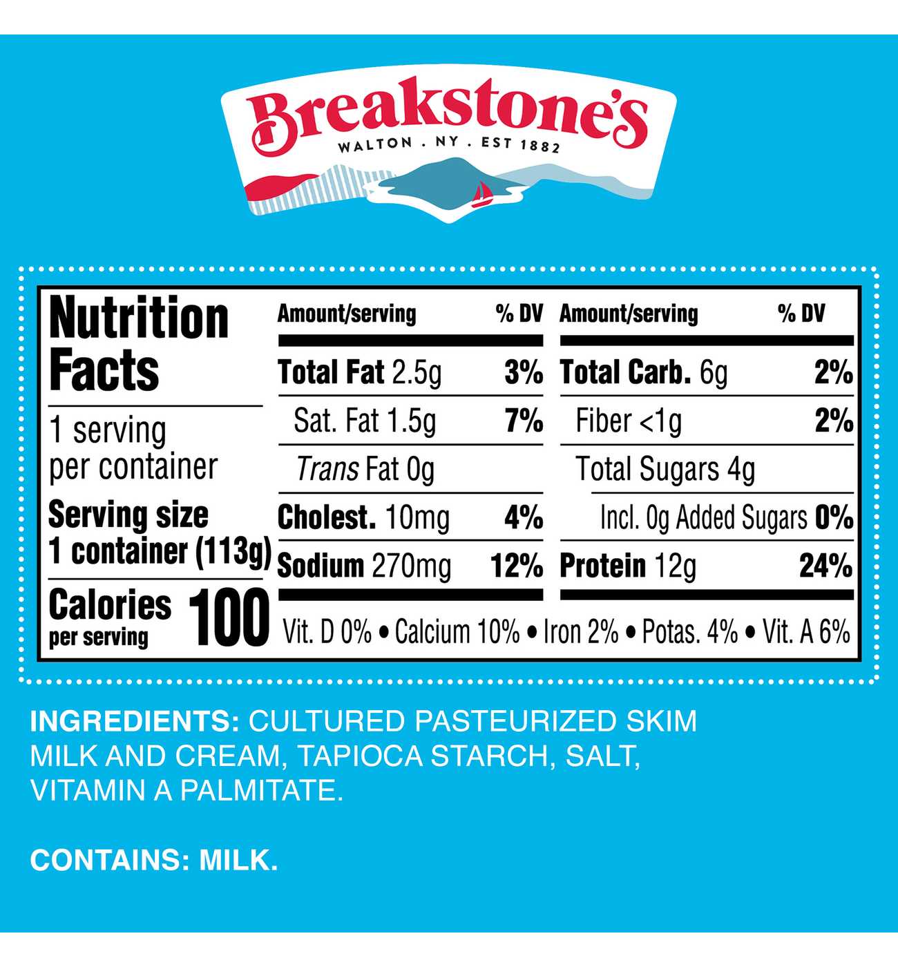 Breakstone's Small Curd 2% Milkfat Lowfat Snack Size Cottage Cheese; image 3 of 5