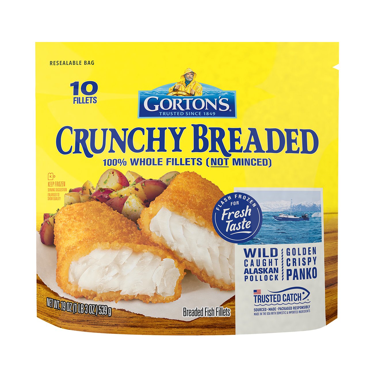 Gorton's Frozen Crunchy Breaded Whole Pollock Fish Fillets Shop Fish