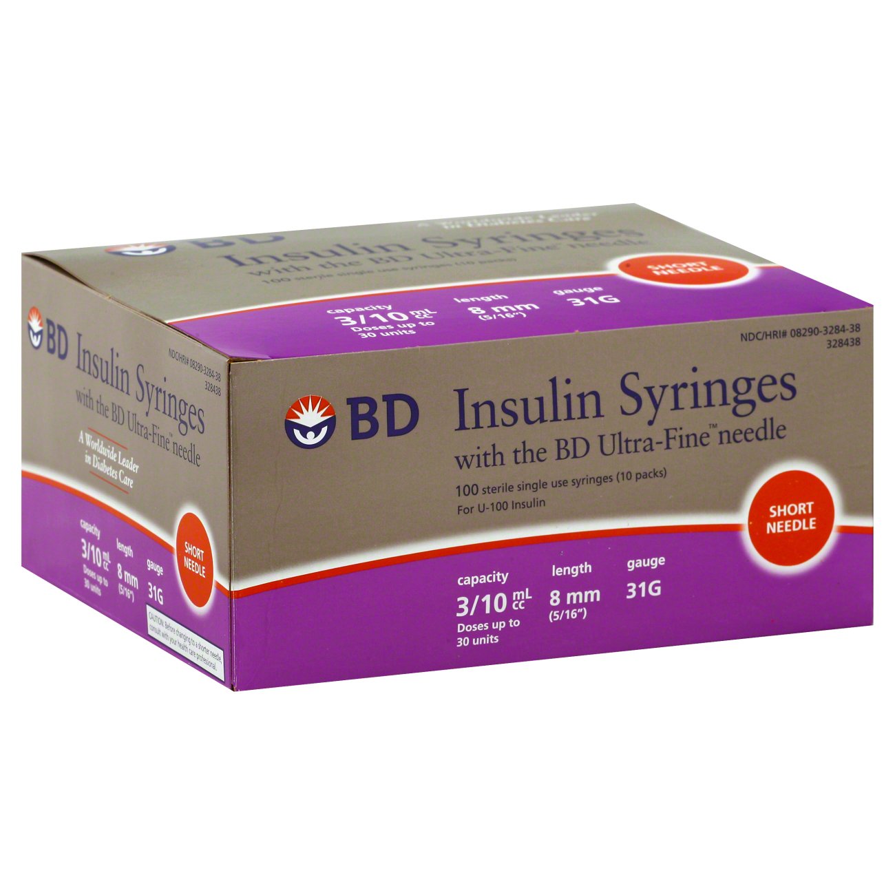 Bd Ultra Fine Ii Insulin Syringes Short Needle 31 Gauge 100 Ct Shop 