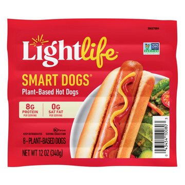 Lightlife Smart Dogs Plant-Based Hot Dogs, 8 ct