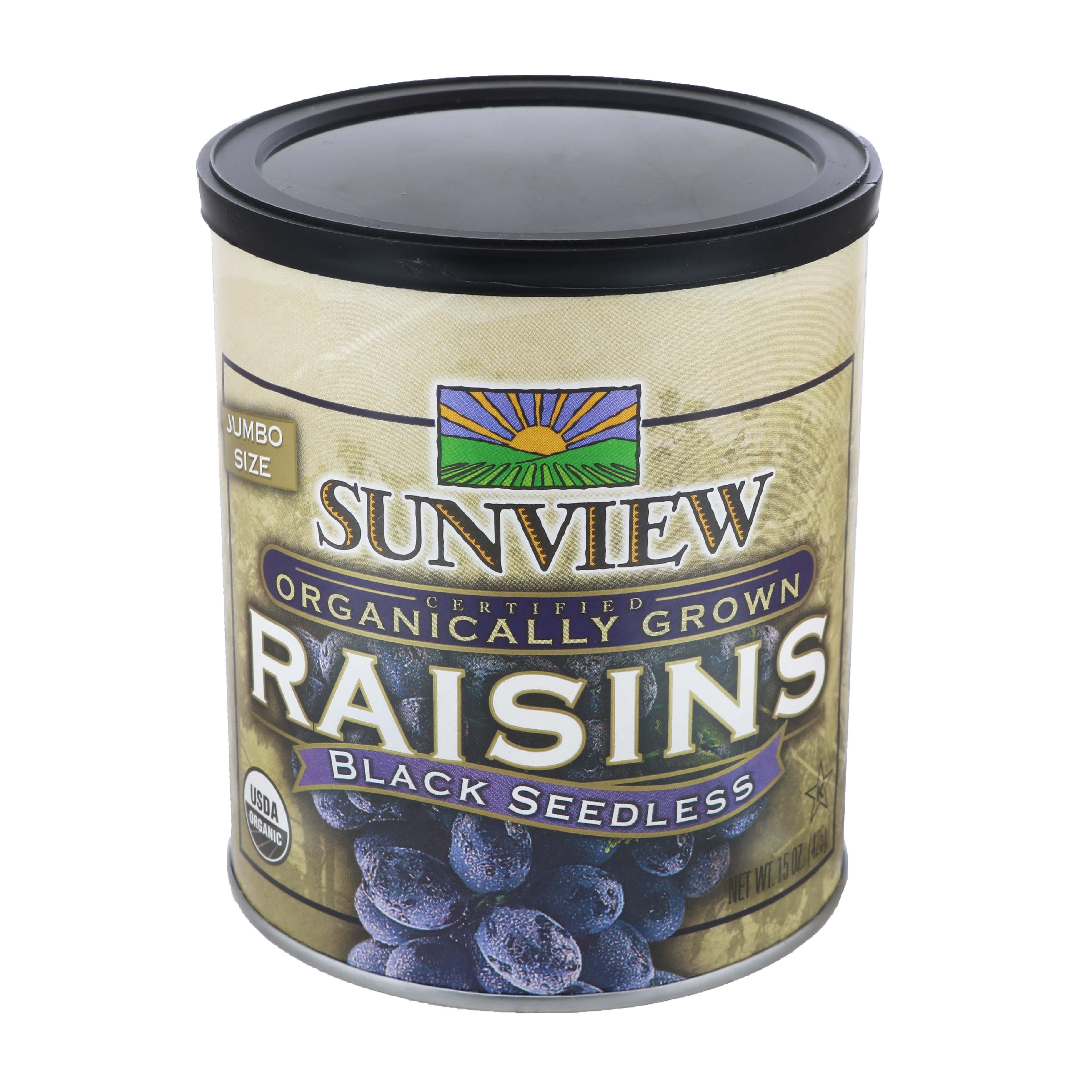 Sunview Organic Black Seedless Jumbo Size Raisins, 15 oz | Central