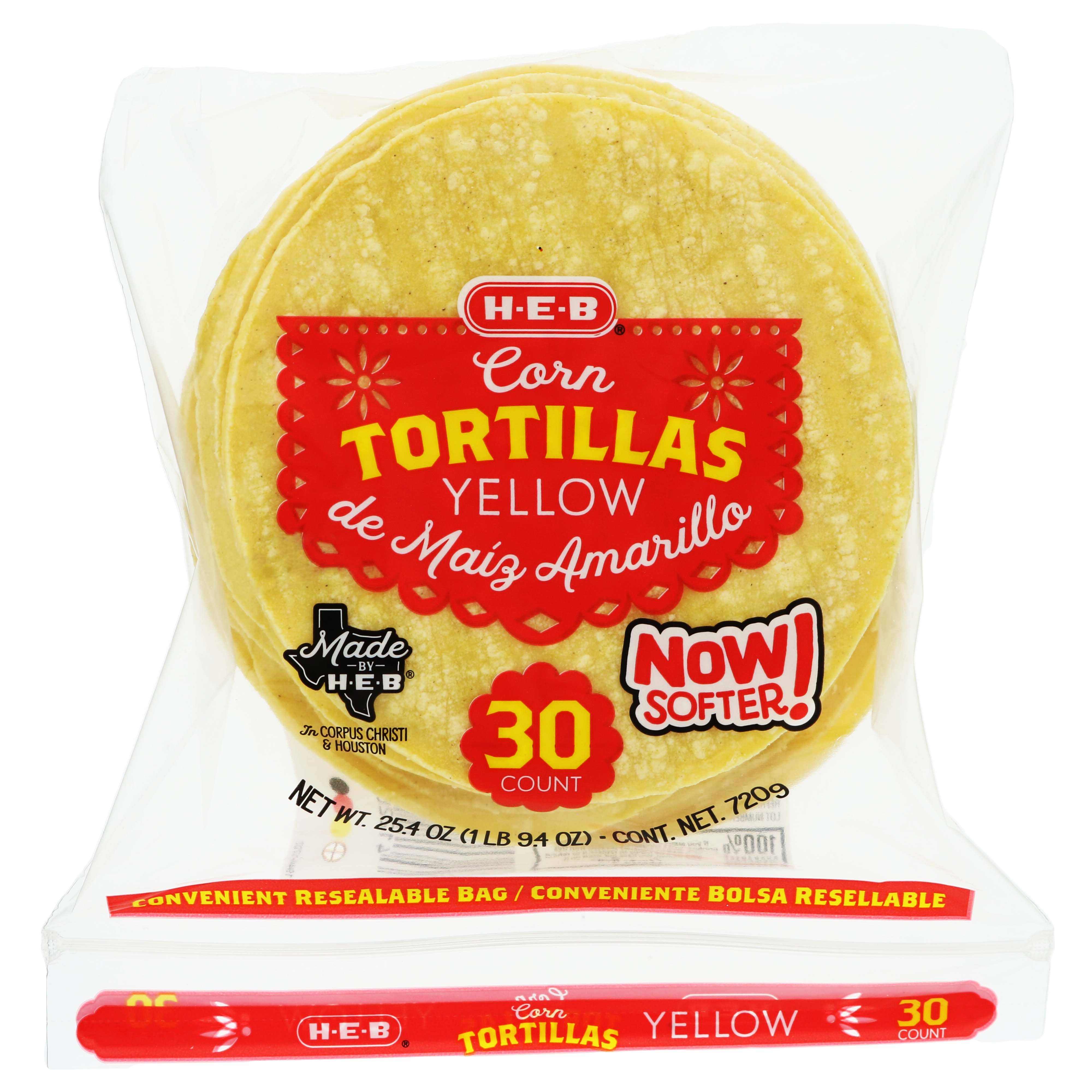 HEB Yellow Corn Tortillas with Convenient Resealable Bag Shop