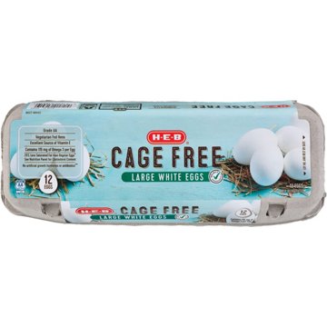 H-E-B Grade AA Cage Free Large White Eggs, 12 ct