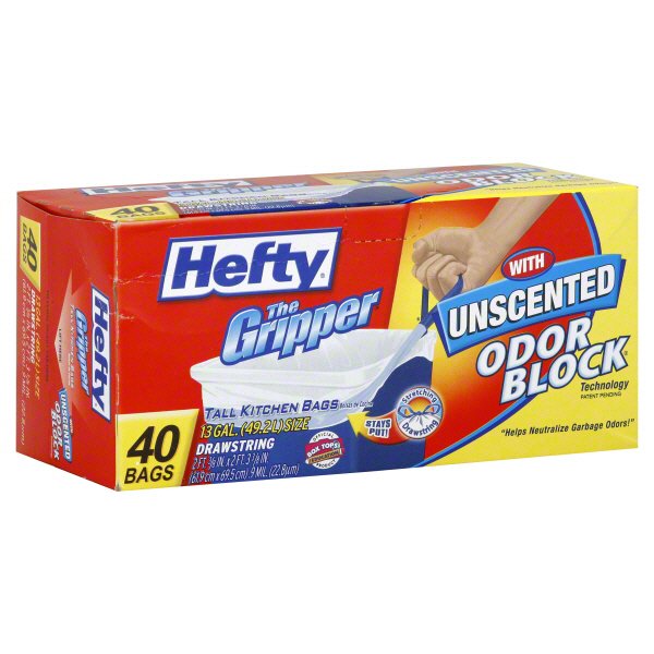 Hefty The Gripper Unscented 13 Gallon Tall Kitchen Drawstring Bags