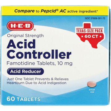 H-E-B Original Strength Acid Controller Famotidine Tablets - Texas-Size Pack, 60 ct