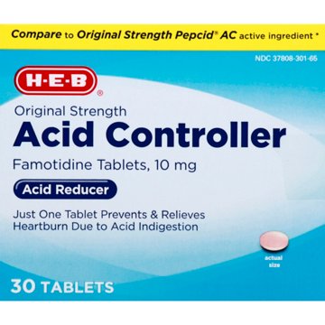 H-E-B Famotidine Original Strength Acid Reducer Tablets - 10 mg, 30 ct