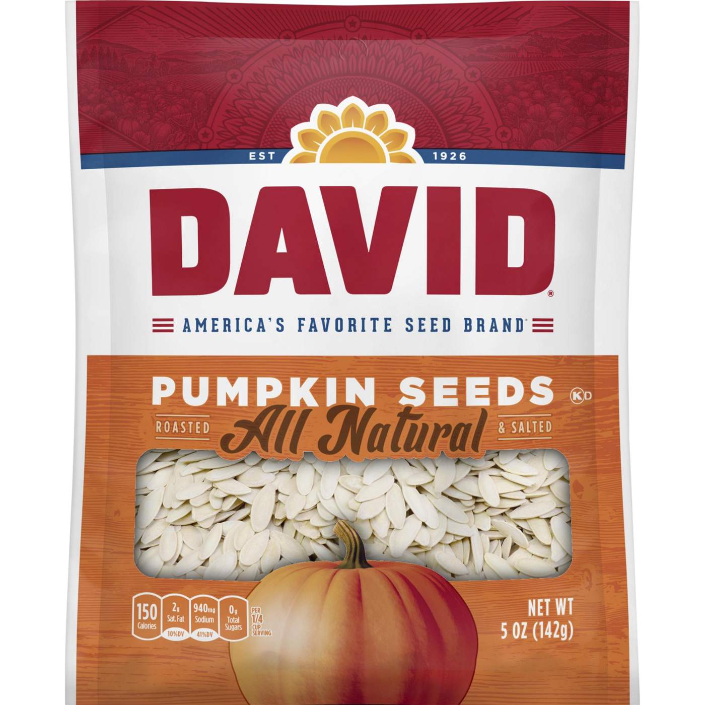 DAVID Roasted Salted Pumpkin Seeds; image 1 of 2