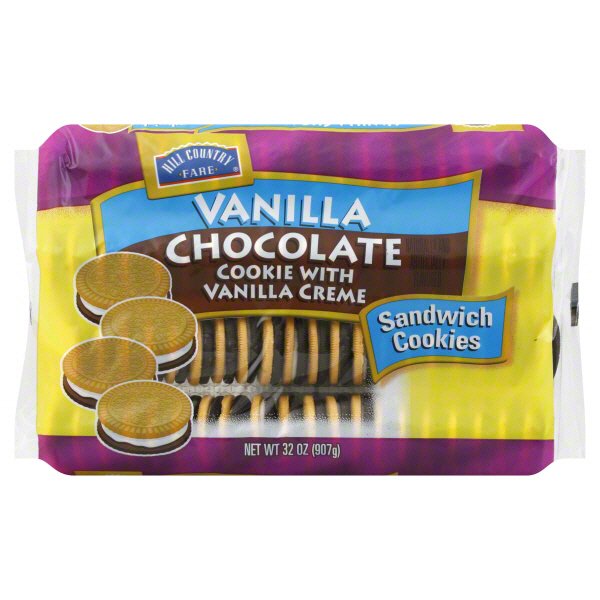 Hill Country Fare Vanilla Chocolate Cookie With Vanilla Creme Sandwich