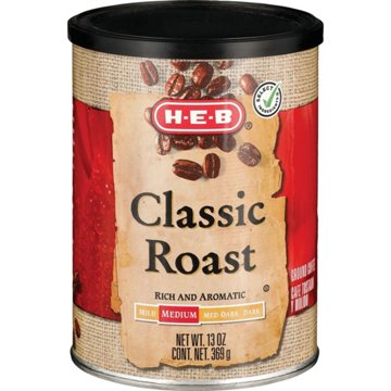 H-E-B Classic Roast Medium Roast Ground Coffee, 13 oz