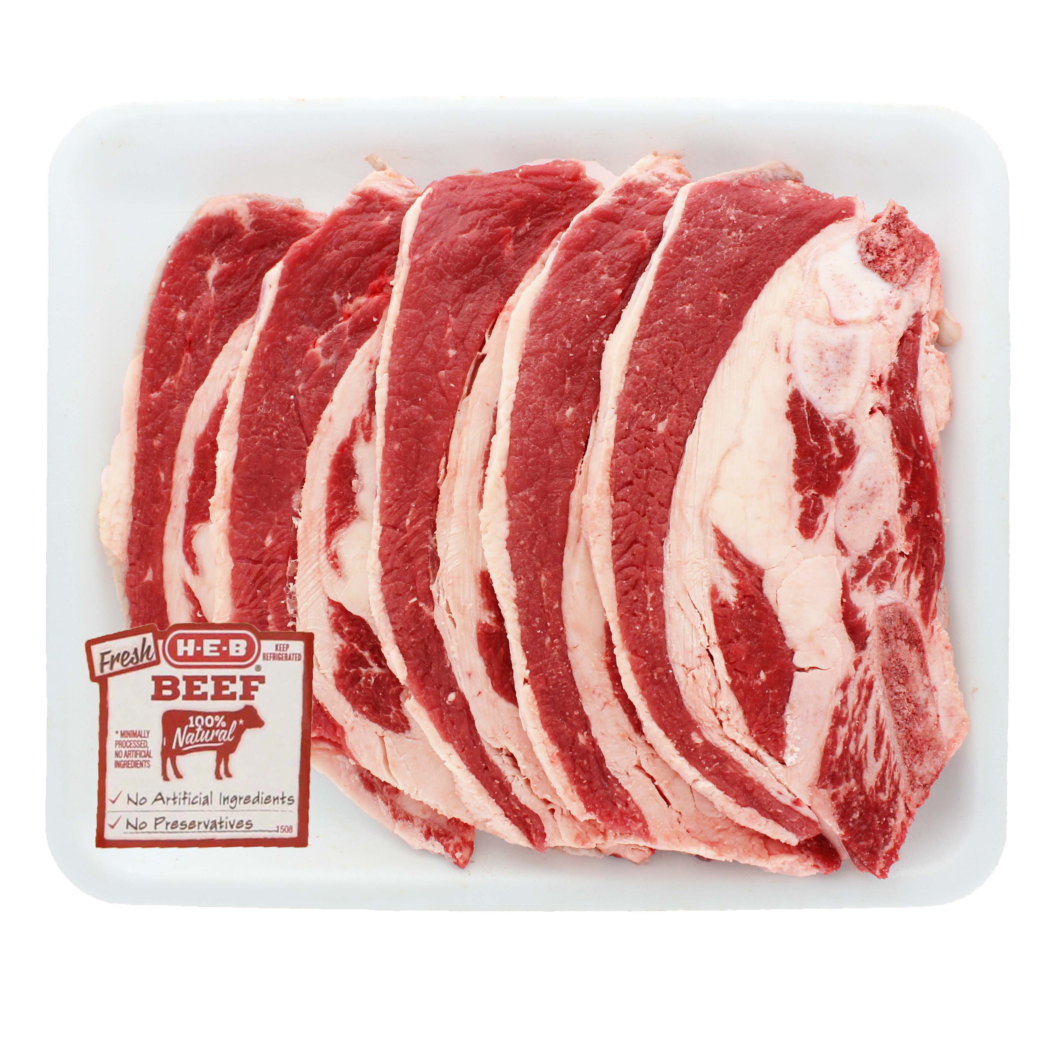HEB Beef Sliced Navel Brisket BoneIn Thin, Value Pack Shop Beef at