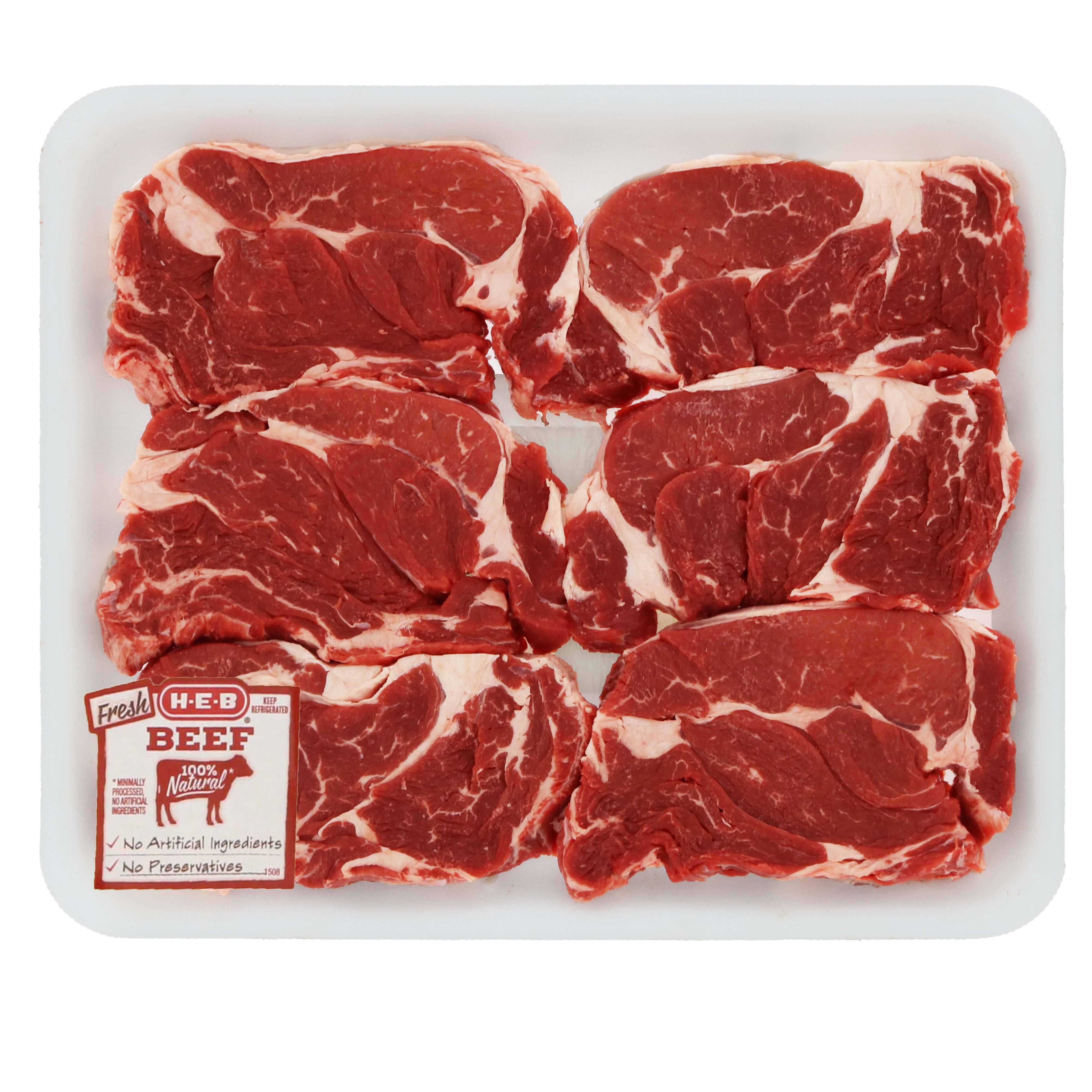 H-E-B Beef Chuck Eye Steak Value Pack, USDA Select, 6-7 Steaks - Shop ...