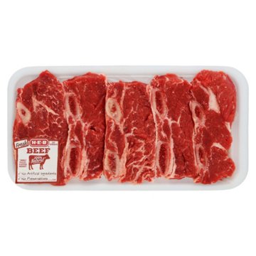H-E-B Chuck Shoulder Beef Flanken Style Ribs, Avg. 1.0 lb