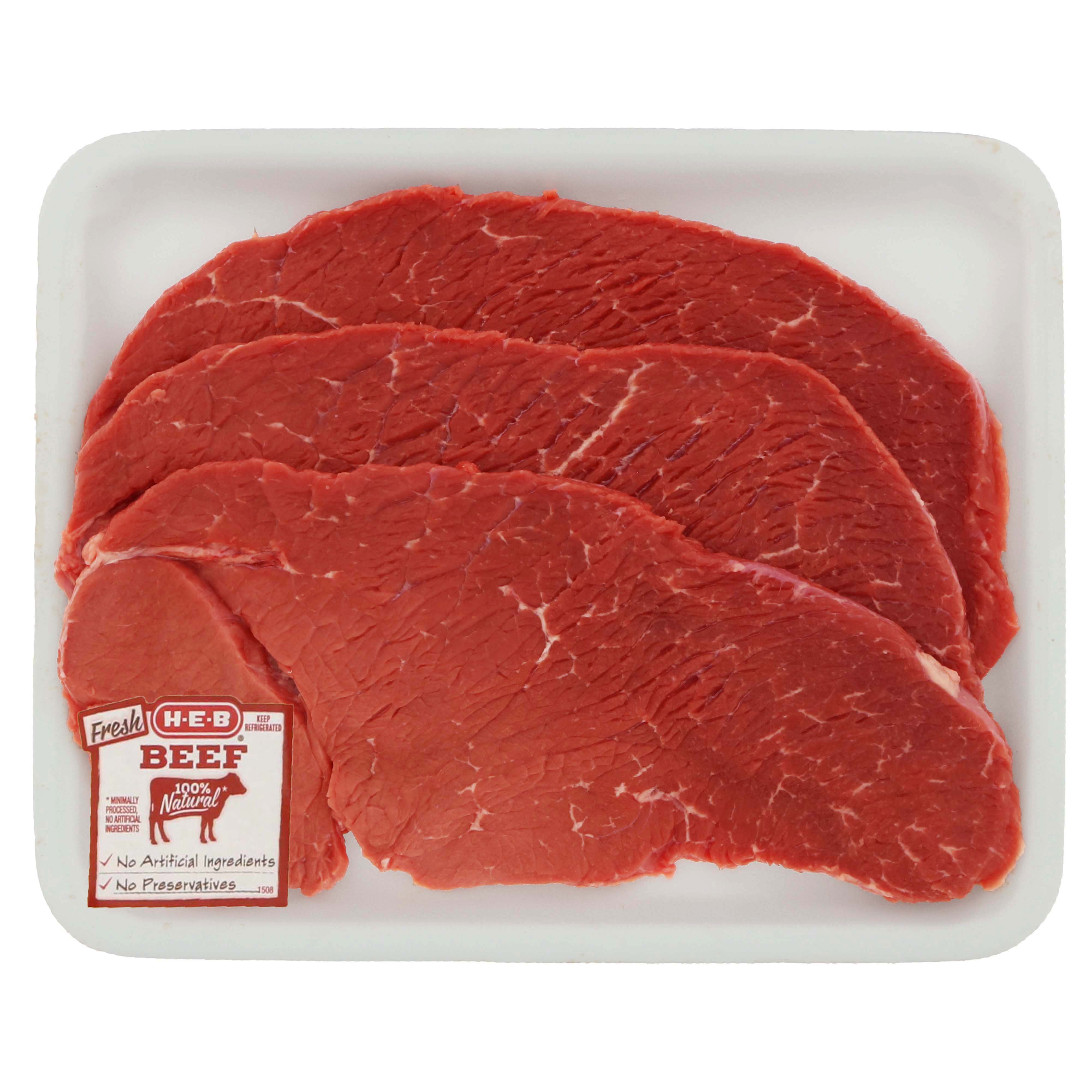 H E B Boneless Beef Top Round Steaks Thin Cut USDA Select Shop