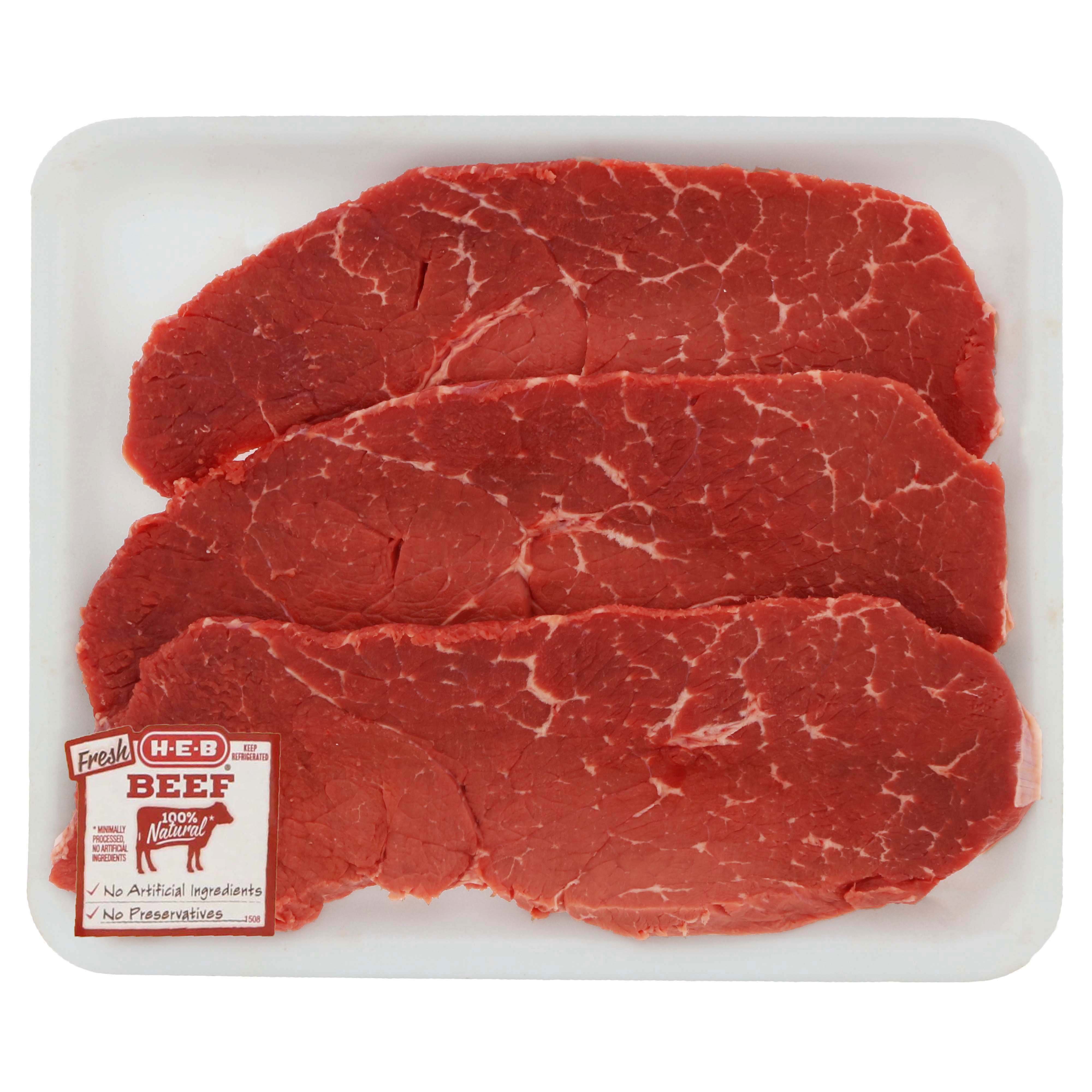 H-E-B Beef Top Round Steak Value Pack, USDA Select, 3-4 Steaks - Shop ...