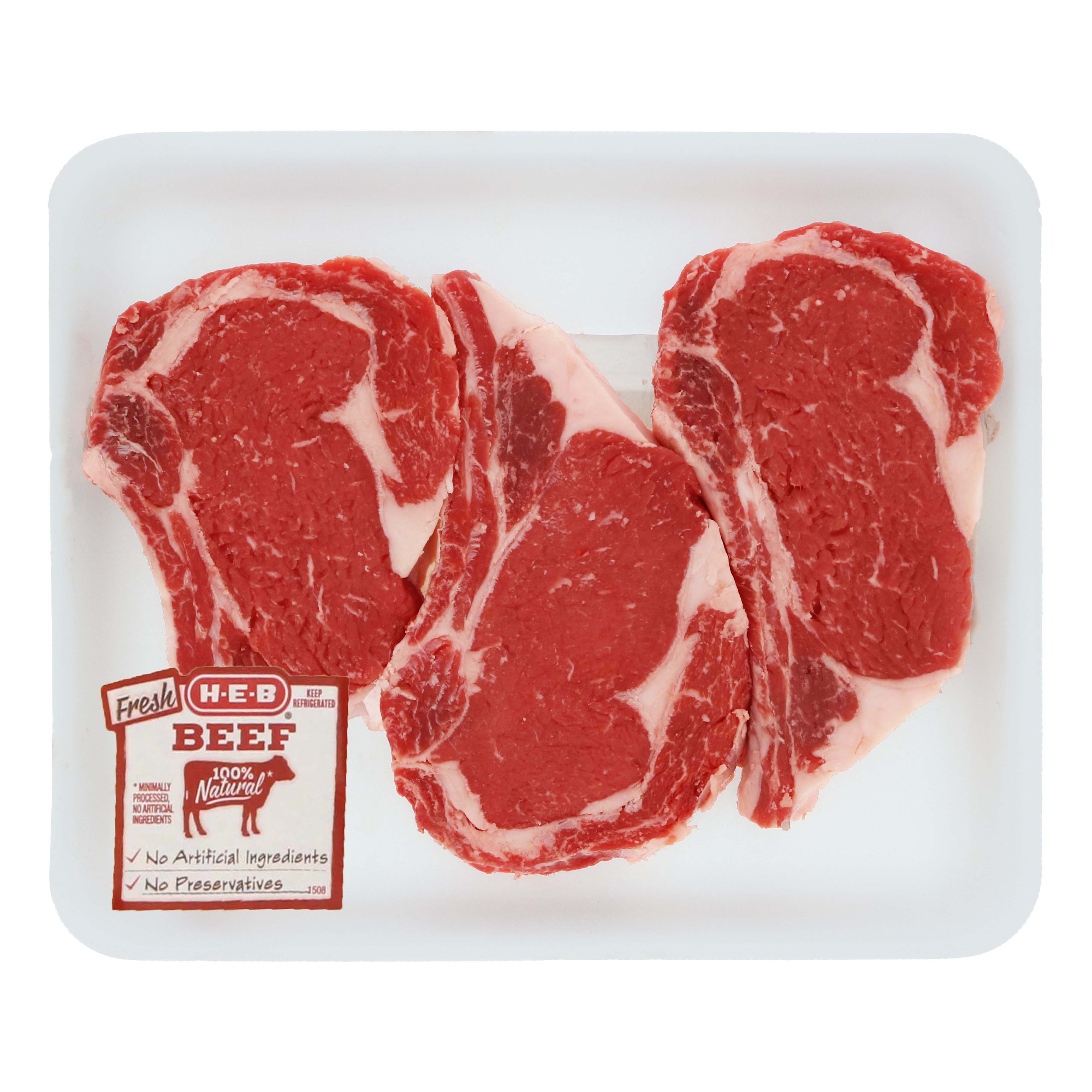 H-E-B Beef Ribeye Steak Bone-In Thick Value Pack, USDA Select - Shop ...