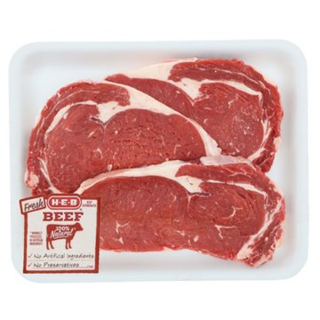 H-E-B Boneless Beef Ribeye Steaks, Thin Cut - Value Pack - USDA Select, Avg. 1.57 lbs
