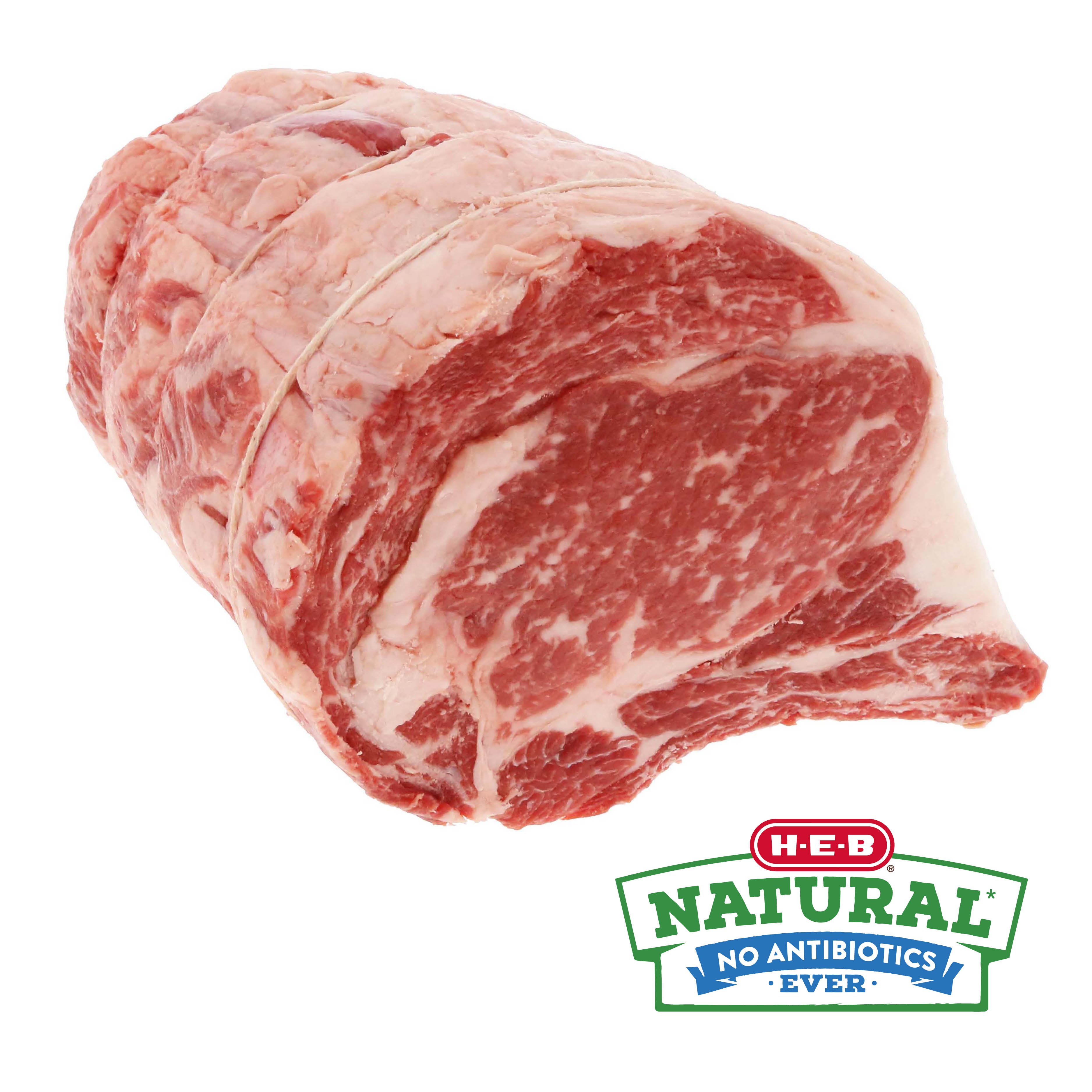 H-E-B Natural Angus Beef Bone-in Ribeye Roast - Cut & Tied - Shop Beef ...