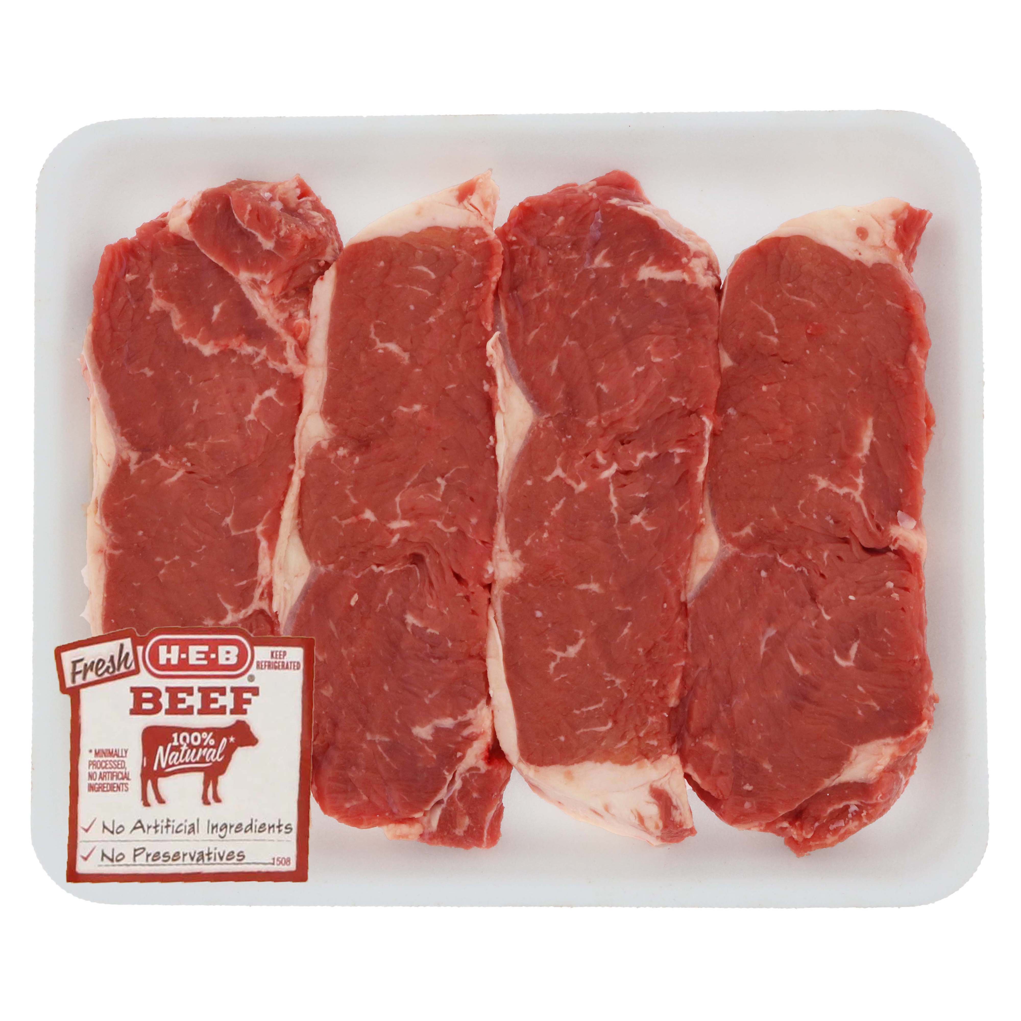 H E B Beef New York Strip Steak Boneless Value Pack Usda Select 4 5