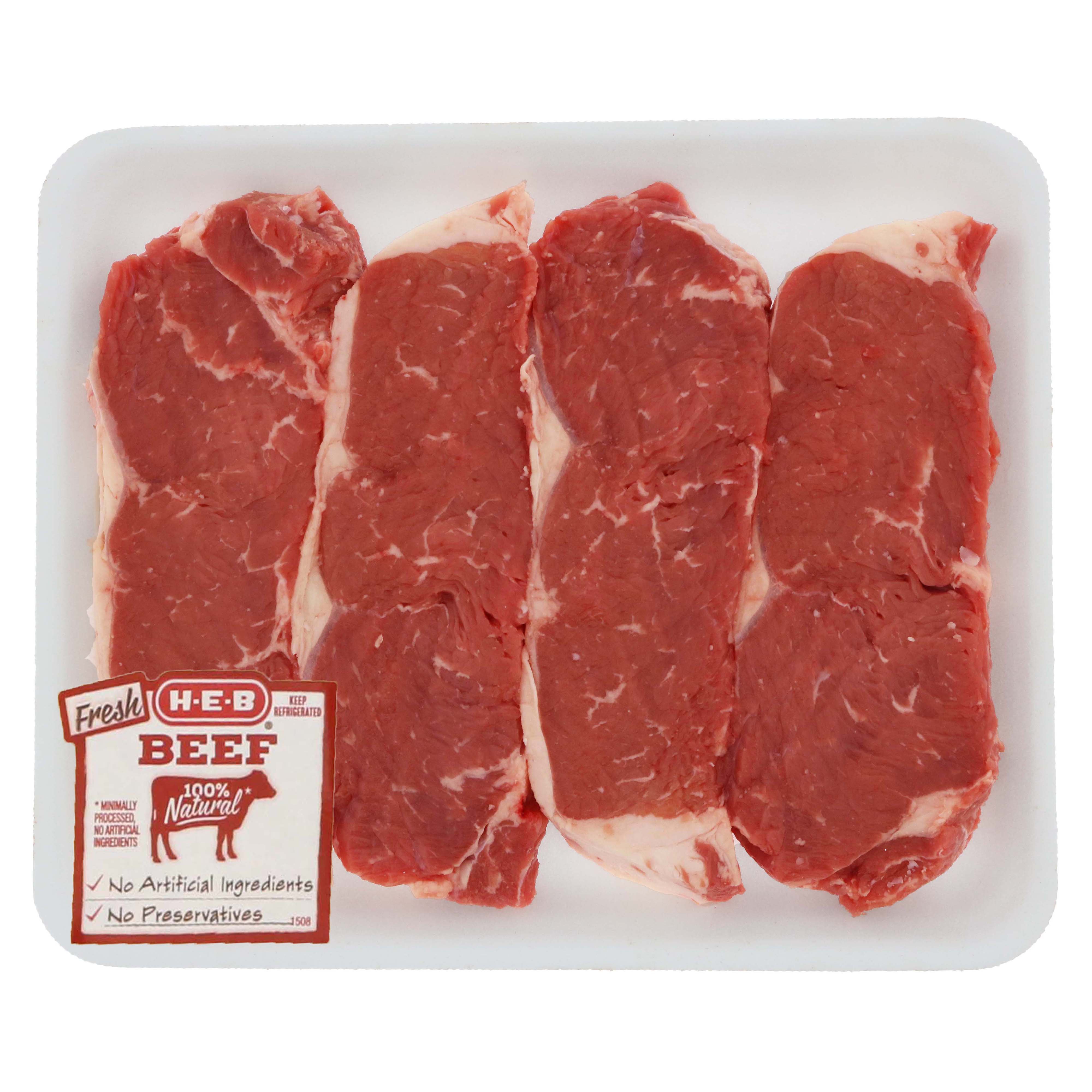 H E B Boneless Beef New York Strip Steaks Usda Select Value Pack Shop Beef At H E B 