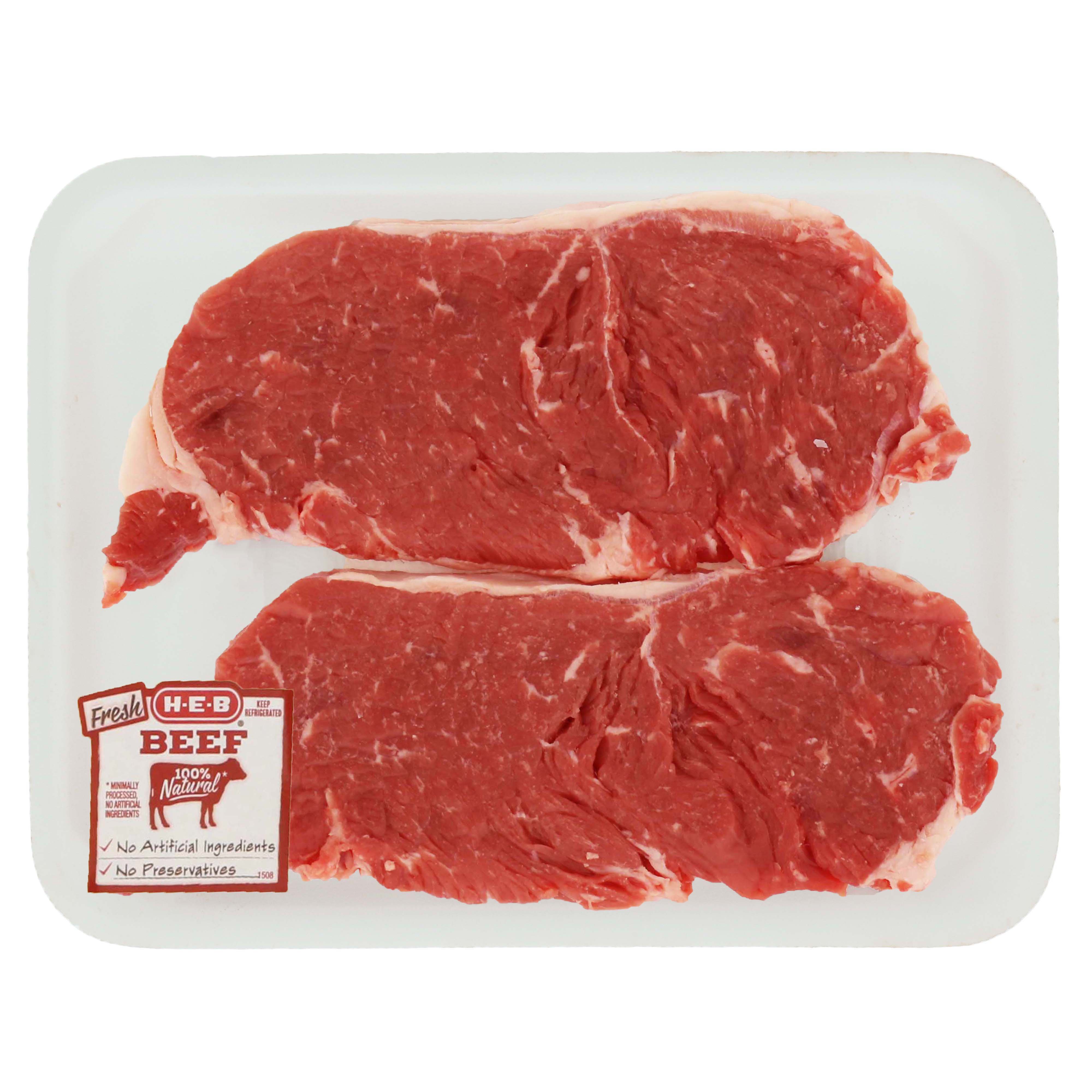 H-E-B Beef New York Strip Steak Boneless Thin, USDA Select - Shop Beef ...